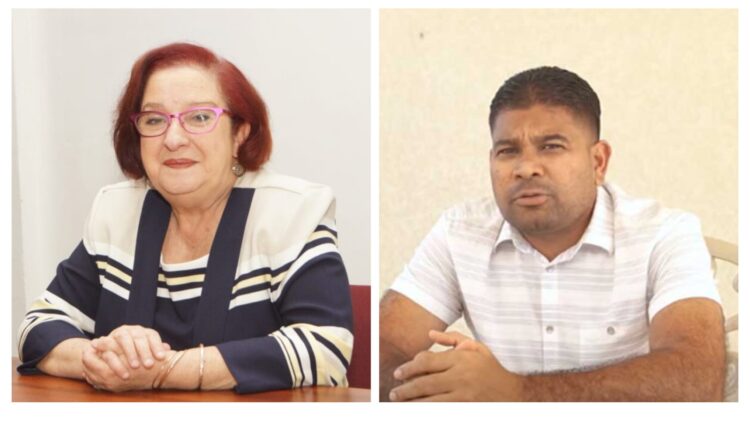 L-R Minister Gail Teixeira and Leader of the Opposition, Azruddin Mohamed
