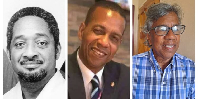 L-R: President Forbes Burnham, Mark Benschop and Freddie Kissoon