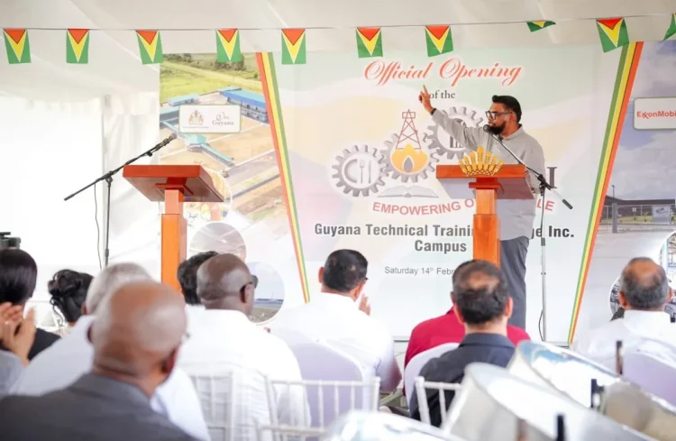 President Mohamed Ifraan Ali at the opening ceremony of the Guyana Technical Training College Inc.