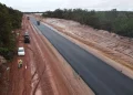 Drone shot of works on the Linden/Mabura road project (dpi photo)
