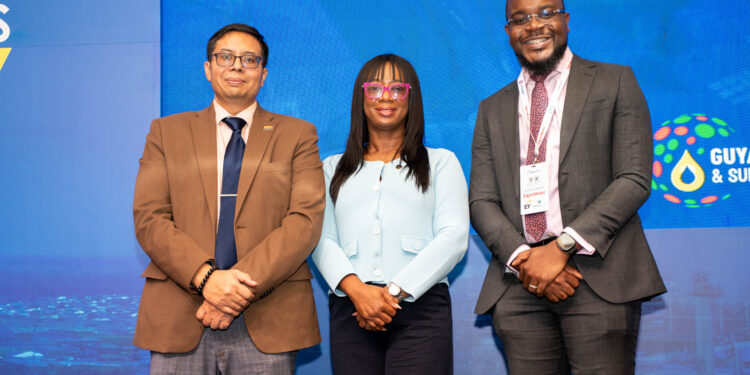 Mr. Martin Cheong, General Manager of SBM Offshore Guyana, Mrs. Kathy Smith, President of the Georgetown Chamber of Commerce and Industry and Mr. Michael Munroe, Director of the Local Content Secretariat.