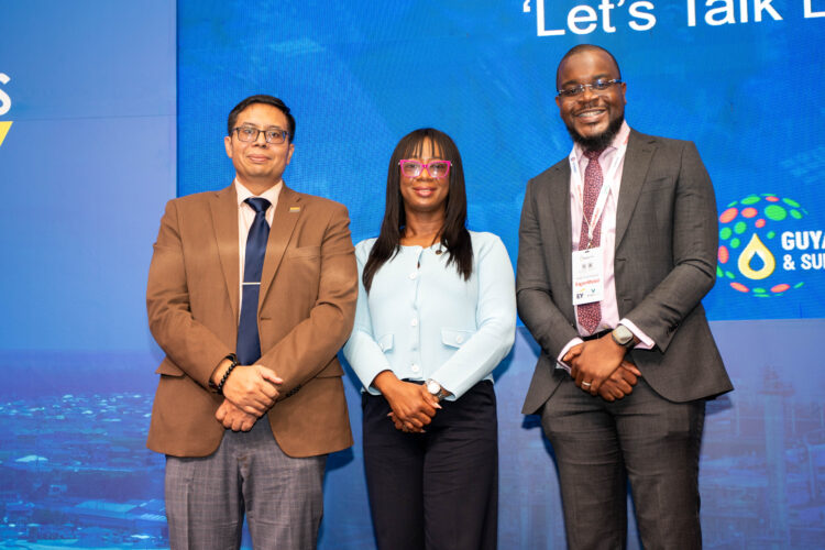 Mr. Martin Cheong, General Manager of SBM Offshore Guyana, Mrs. Kathy Smith, President of the Georgetown Chamber of Commerce and Industry and Mr. Michael Munroe, Director of the Local Content Secretariat.