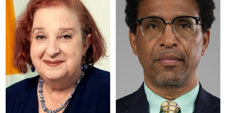 Minister of Parliamentary Affairs and Governance Gail Teixeira and Dr. Terrence Campbell, APNU’s lead MP