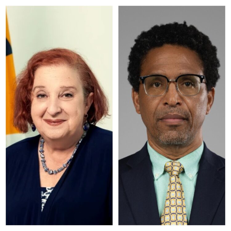 Minister of Parliamentary Affairs and Governance Gail Teixeira and Dr. Terrence Campbell, APNU’s lead MP