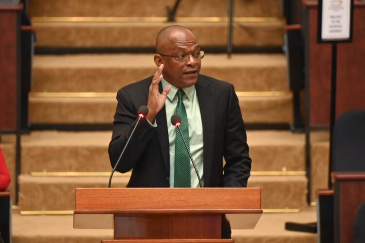 Sherod Duncan MP (APNU) delivering his presentation on the 2026 Budget in the National Assembly