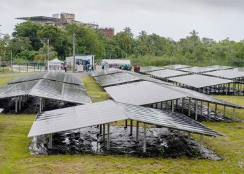 The US$2.3 million (G$460M) Wakenaam Solar Farm battery-storage (Mahipaul's photo)