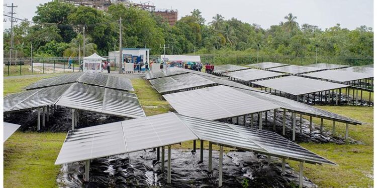 The US$2.3 million (G$460M) Wakenaam Solar Farm battery-storage (Mahipaul's photo)