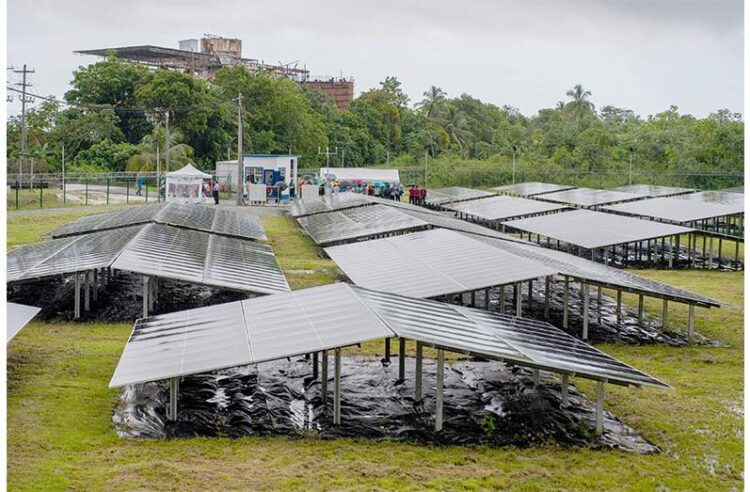 The US$2.3 million (G$460M) Wakenaam Solar Farm battery-storage (Mahipaul's photo)