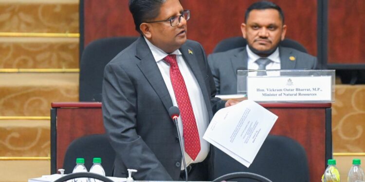 Finance Minister Ashni Singh in the National Assembly February 2025