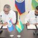 Following the formal addresses at the Belizean National Assembly for a special Joint Sitting of the House of Representatives and the Senate, President Dr. Irfaan Ali and Belize Prime Minister John Briceño inked several Memoranda of Understanding (Government of Belize Press Office photo)