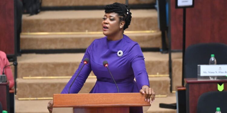 Amanza Walton-Desir MP (FGM) during her budget presentation, Feb 4, 2026