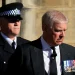 Prince Andrew leaves St. Giles Cathedral after the arrival of the coffin containing the remains of his mother Queen Elizabeth, in Edinburgh, Scotland, Sept. 12, 2022. (AP Photo/Petr David Josek, File)