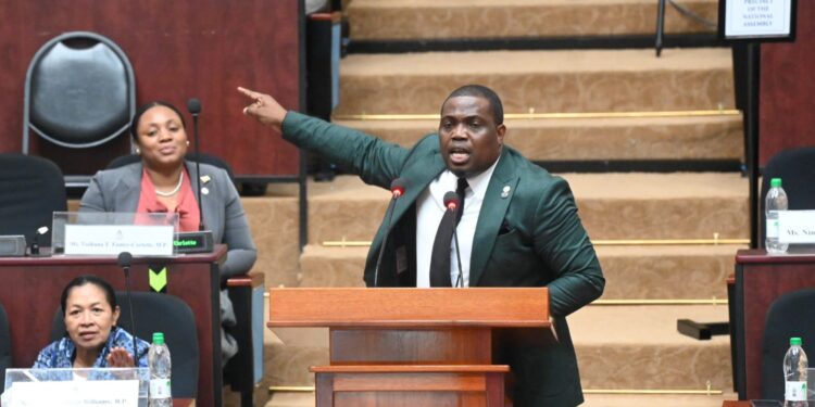 Dexter Todd MP (APNU) delivering his Budget presentation in the National Assembly Thursday Feb 5, 2026