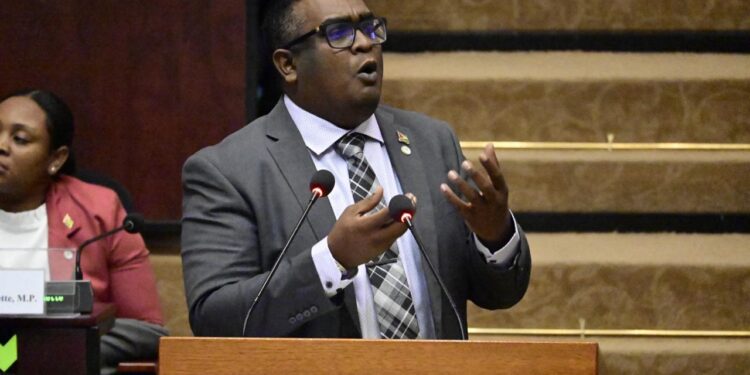 Ganesh Mahipaul MP (APNU) making his budget presentation on February 3, 2026