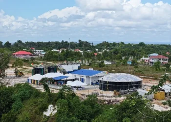 Bird’s eye view of the new Five Miles Water Treatment Plant (DPI photo)