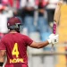 West Indies captain Shai Hope celebrates reaching his half-century during the T20 World Cup cricket match against Nepal in Mumbai, India, on February 15, 2026 [Rafiq Maqbool/AP]