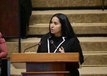 Hon. Juretha V. Fernandes, M.P. making her presentation to the 2026 Budget Debates