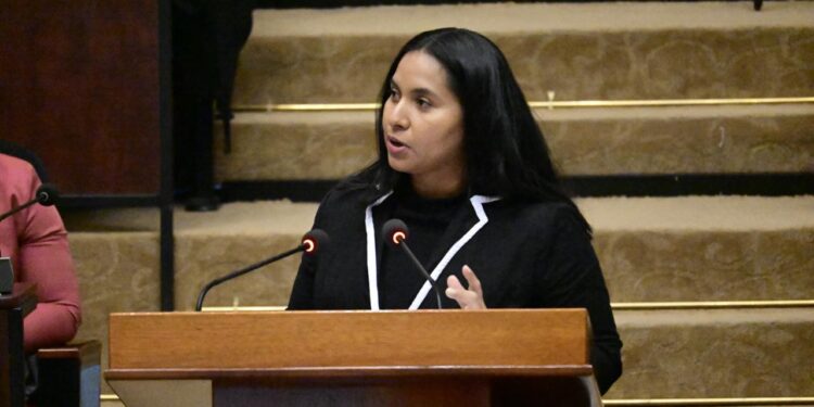 Hon. Juretha V. Fernandes, M.P. making her presentation to the 2026 Budget Debates