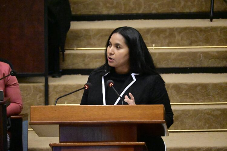 Hon. Juretha V. Fernandes, M.P. making her presentation to the 2026 Budget Debates