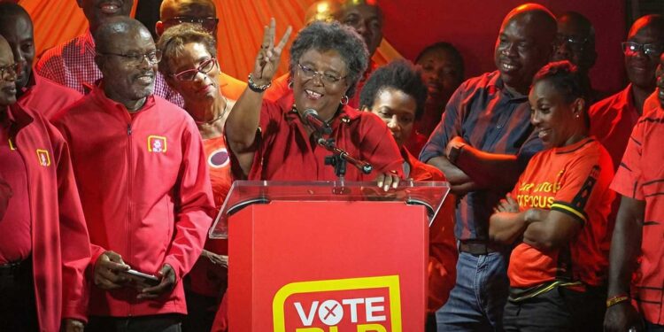 MIA Mottley speaks to the Party Faithful on the Three Love Election Victory