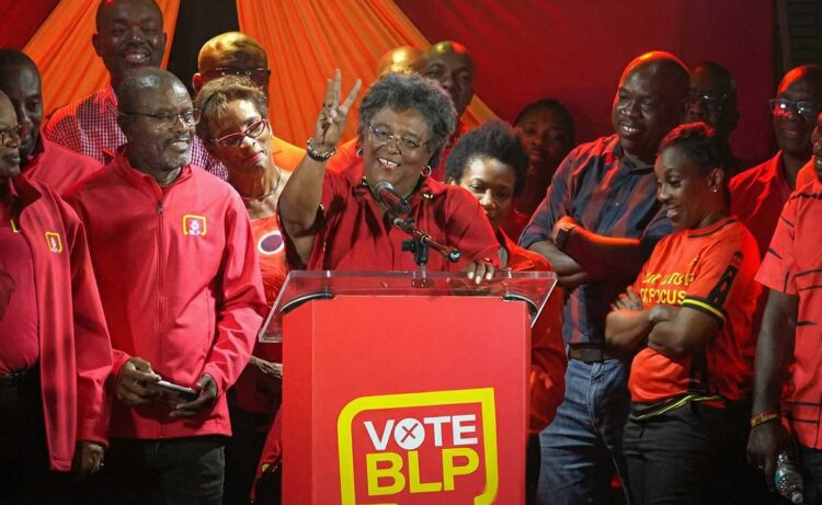 MIA Mottley speaks to the Party Faithful on the Three Love Election Victory