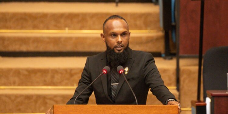 Riaz Z. Rupnarain, M.P. (APNU) during his presentation on Feb 3, 2026