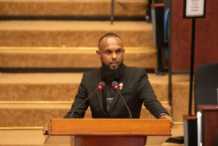Riaz Z. Rupnarain, M.P. (APNU) during his presentation on Feb 3, 2026
