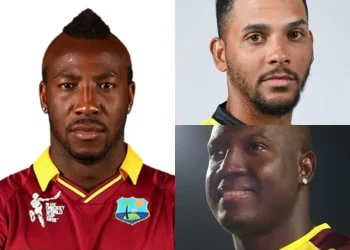 (clockwise, from left) Andre Russell, Brandon King and Rovman Powell)