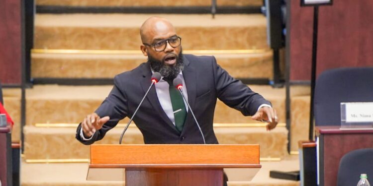 Saiku F. Andrews, M.P. (APNU) during Budget presentation Feb 3, 2026