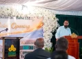 President Mohamed Irfaan Ali delivering the feature address at the Demerara Bank Ltd new branch