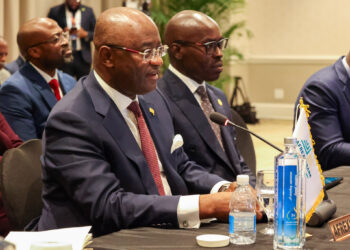 Dr George Elombi, (l) President of Afreximbank, at the 50th Regular Meeting of the Conference of Heads of Government of CARICOM, 24 February 2026