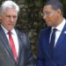 Cuban President Miguel Díaz-Canel Bermúdez in conversation with Jamaica's Prime Minister Dr. Andrew Holness