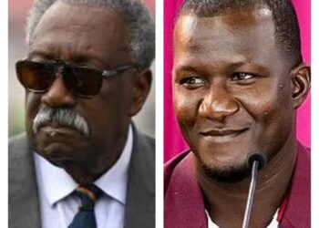 L-R Sir Clive Lloyd and WI Captain Daren Sammy