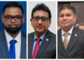 L-R President Irfaan Ali, AG Anil Nandlall; LOO Azruddin Mohamed