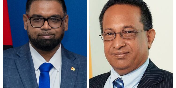 L-R President Irfaan Ali, GAWY President Seepaul Narine MP