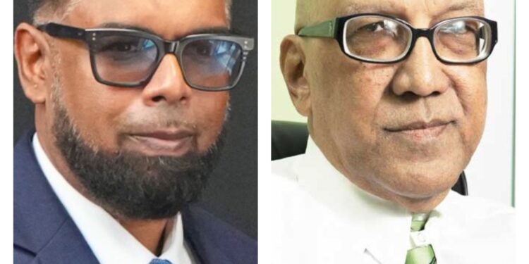 L-R President Irfaan Ali, GHK Lall
