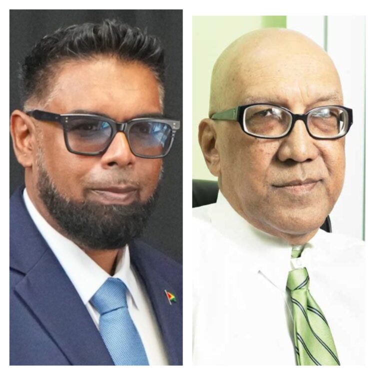 L-R President Irfaan Ali, GHK Lall