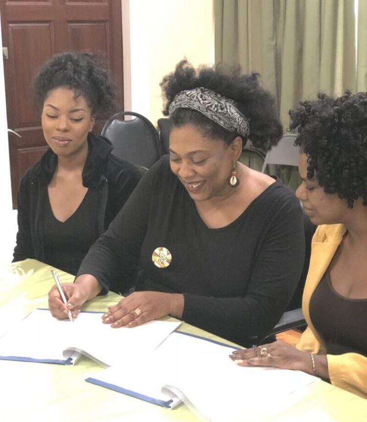 Dr. Karen Abrams (centre) STEMGuyana Founder and Executive Director