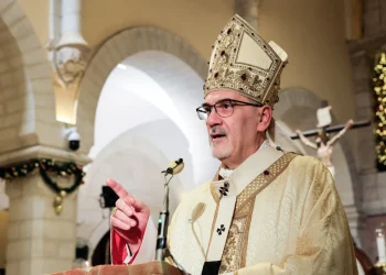 Acting Latin Patriarch of Jerusalem Pierbattista Pizzaballa leads a Christmas midnight Mass at the Church of the Nativity in Bethlehem in December 2025. Mussa Qawasma / Pool / AFP via Getty Images file