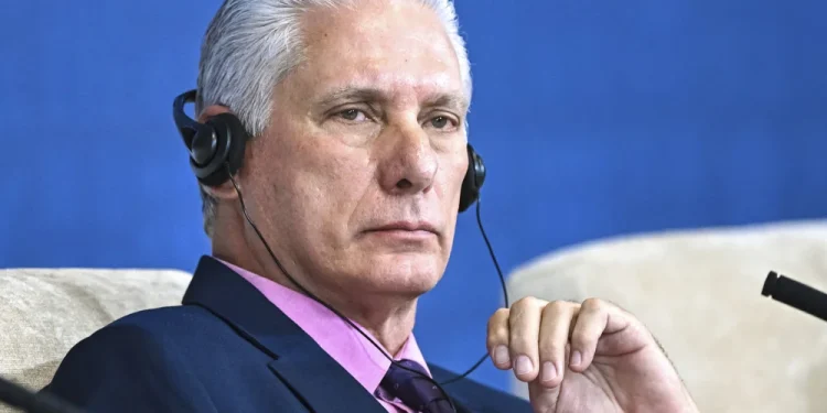 Cuban President Miguel Díaz-Canel attends an economic forum, in Minsk, Belarus, in June.Sergey Bobylev / Sputnik via AP file