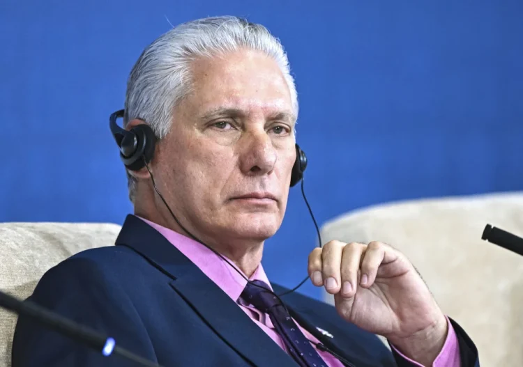 Cuban President Miguel Díaz-Canel attends an economic forum, in Minsk, Belarus, in June.Sergey Bobylev / Sputnik via AP file