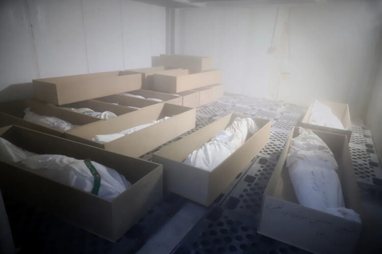 Coffin of the school children in Iran that were killed (Newsweek photo)