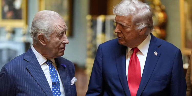 King Charles III (left) with US President Donald Trump at Windsor Castle, Berkshire, before formally bidding farewell to the president on day two of their state visit to the UK, September 18, 2025. Aaron Chown/Pool via REUTERS/File Photo Purchase Licensing Rights