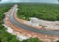 Aerial View of a section of the paved Linden to Mabura Hill road