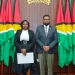 President Dr Mohamed Irfaan Ali with Justice Damone Younge at the swearing ceremony