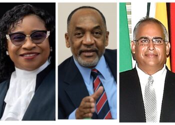 L-R Justice Yonette Cummings-Edwards, Dr. Vincent Adams, Justice Sandil Kissoon