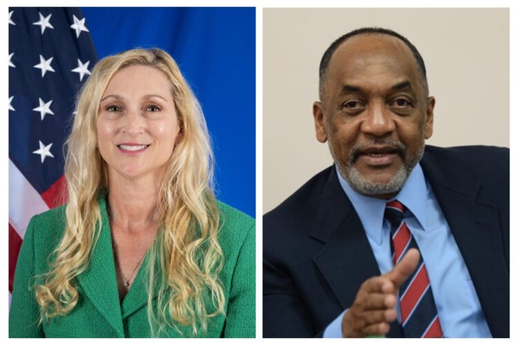 L-R US Ambassador to Guyana Nicole Theriot, fmr EPA Executive Director Dr. Vincent Adams