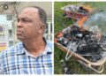 Stanley Paul and the wheelbarrows he burnt materials on the CLC compound