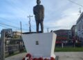 Wreaths laid at Hubert Nathaniel Critchlow statute on April 26, 2026 to mark Labour Week
