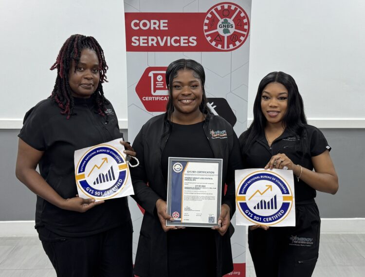 (L-R) Spa Manager Alyda Dodson, Chief Executive Officer of Synergy Weight Loss Centre & Medical Spa, Dr Mareshah Yorrick and Lead Esthetician Kenessa Williams